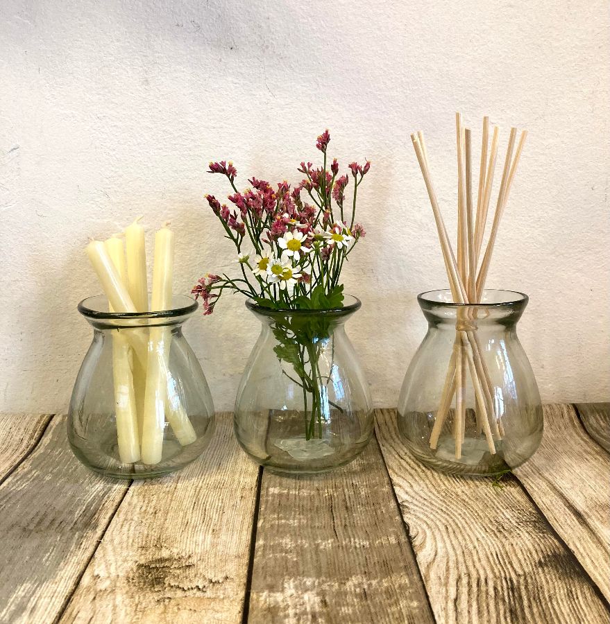 Recycled glass hyacinth vase